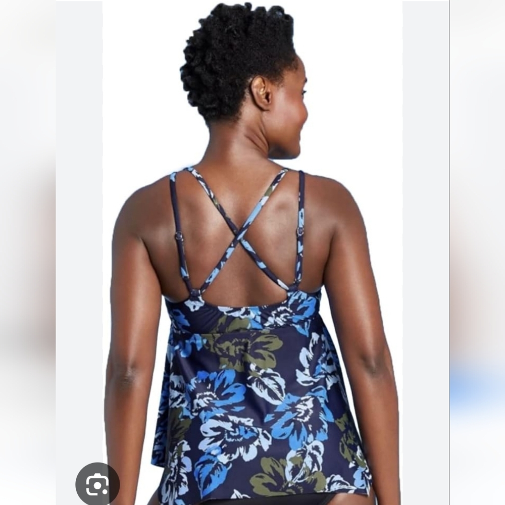 #1919 Kona Sol Floral Blue Tankini Top . - Picture 2 of 6